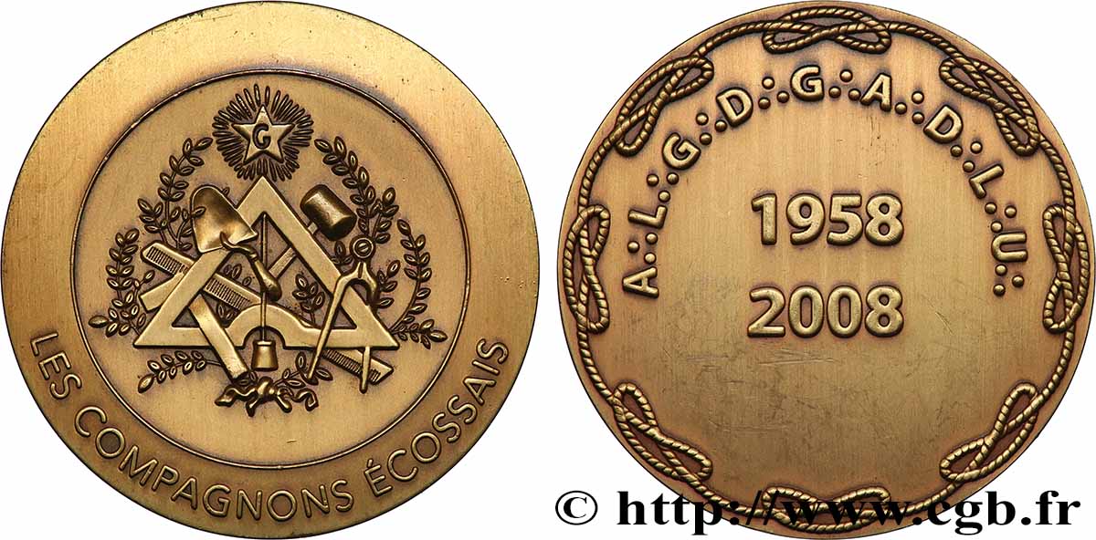 FRANC - MAÇONNERIE Médaille, 50 ans de la Les compagnon écossais TTB+