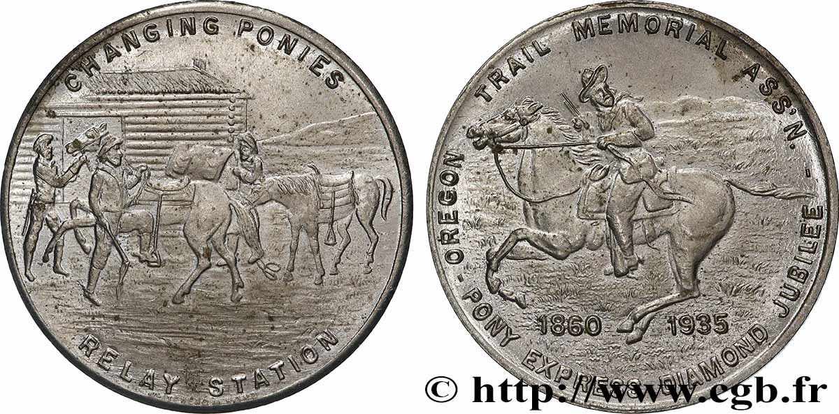 UNITED STATES OF AMERICA Médaille, Jubilé de diamant du Pony Express AU