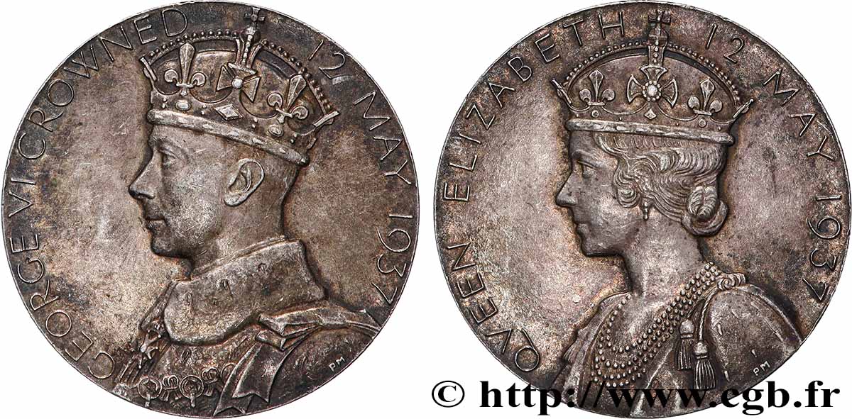 GRANDE-BRETAGNE - GEORGES VI Médaille de couronnement, Georges VI et Élisabeth XF