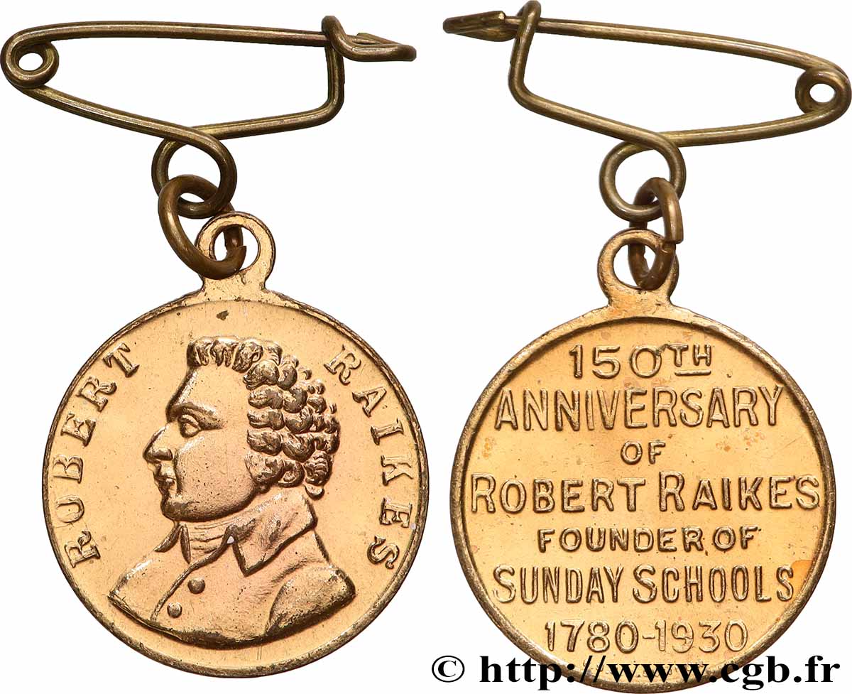 UNITED KINGDOM Médaille, 150e anniversaire de Robert Raikes AU