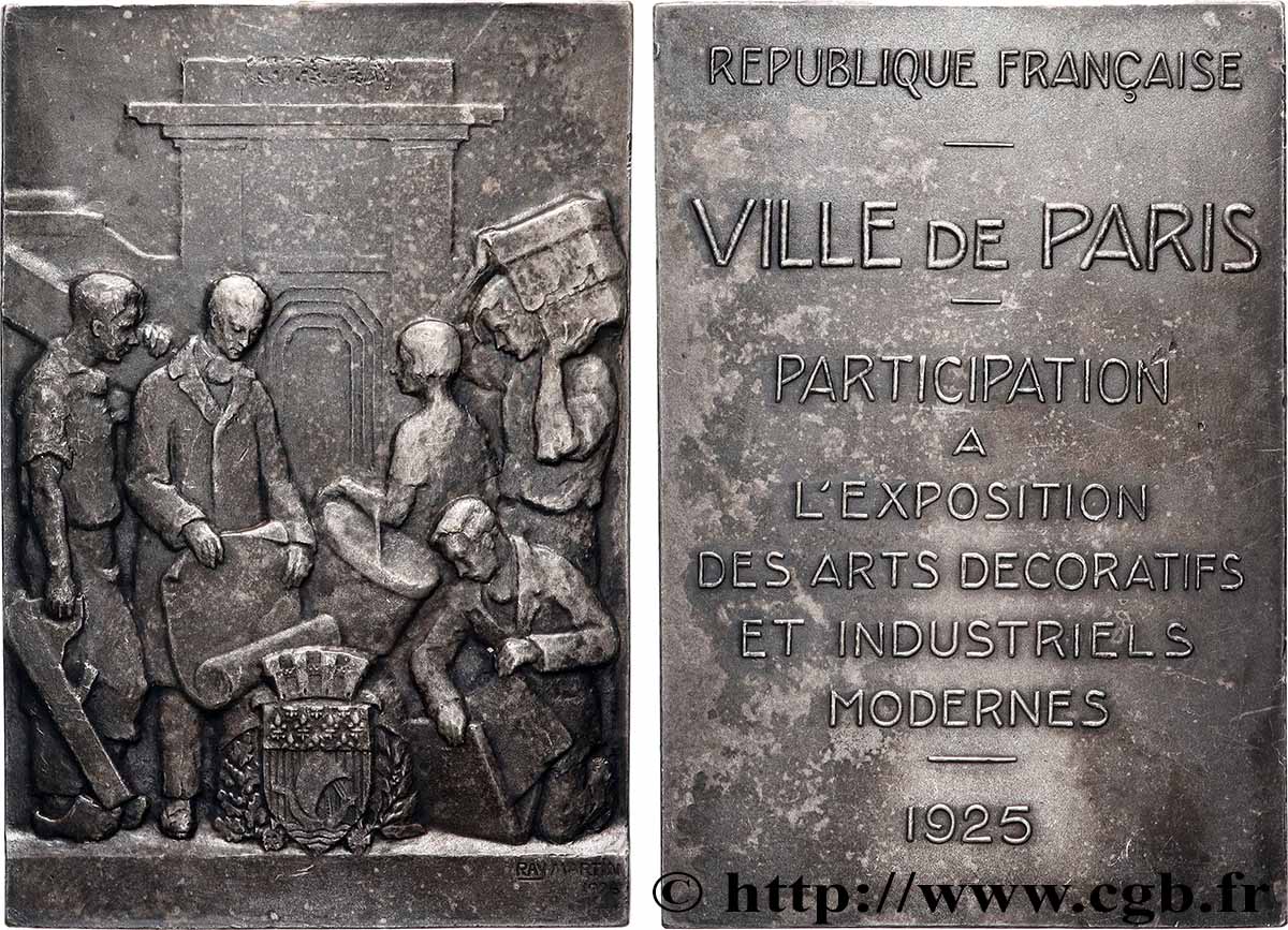 III REPUBLIC Plaquette, Participation à l’exposition des arts décoratifs et industriels modernes XF/AU