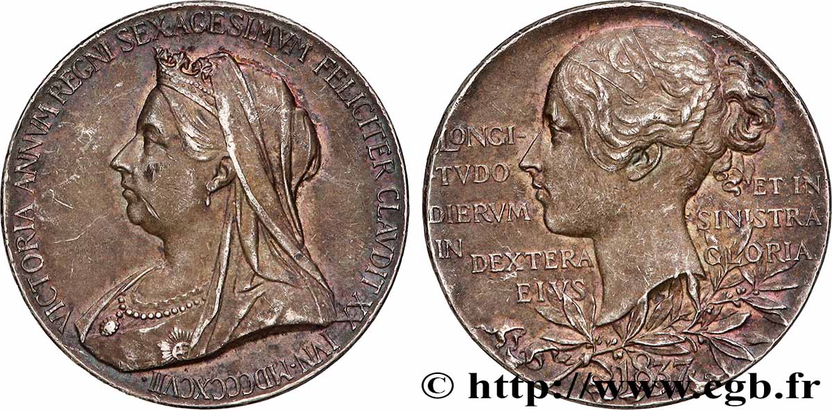 GRANDE BRETAGNE - VICTORIA Médaille, 60e anniversaire de règne de Victoria TTB+