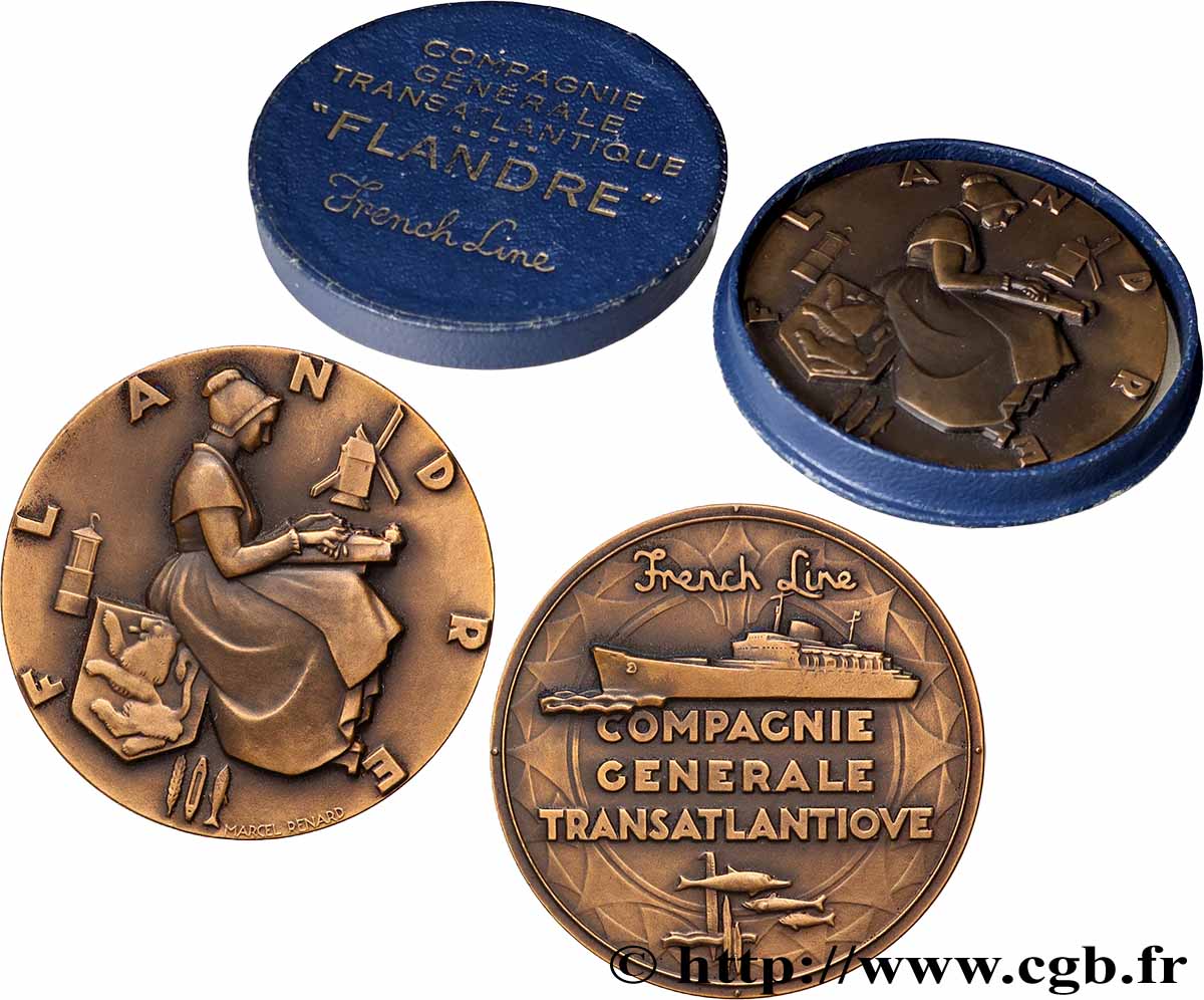 III REPUBLIC Médaille, Paquebot Flandre AU
