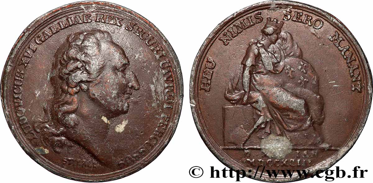 LOUIS XVI Médaille, Mort du roi XF