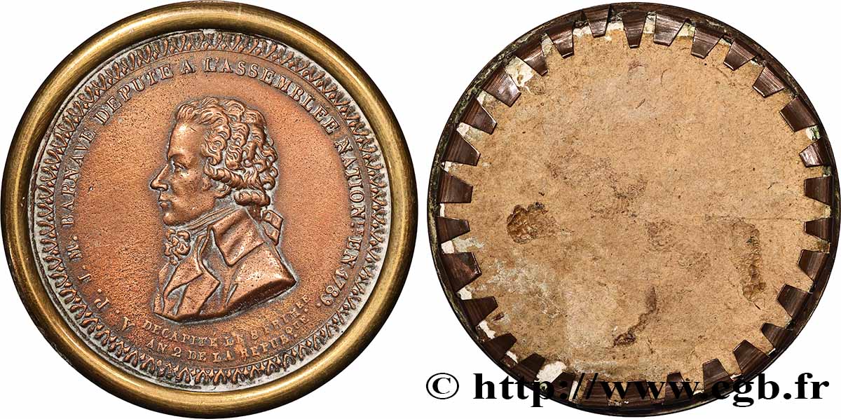 LA CONVENTION Médaille, Antoine-Pierre-Joseph-Marie Barnave, repoussé de Liénard TTB
