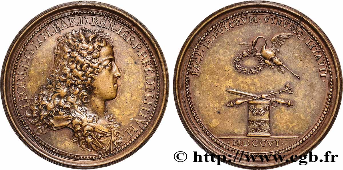 LORRAINE - DUCHÉ DE LORRAINE - LÉOPOLD Ier Médaille, Acte de neutralité entre la France et l&nbsp;Autriche TTB+