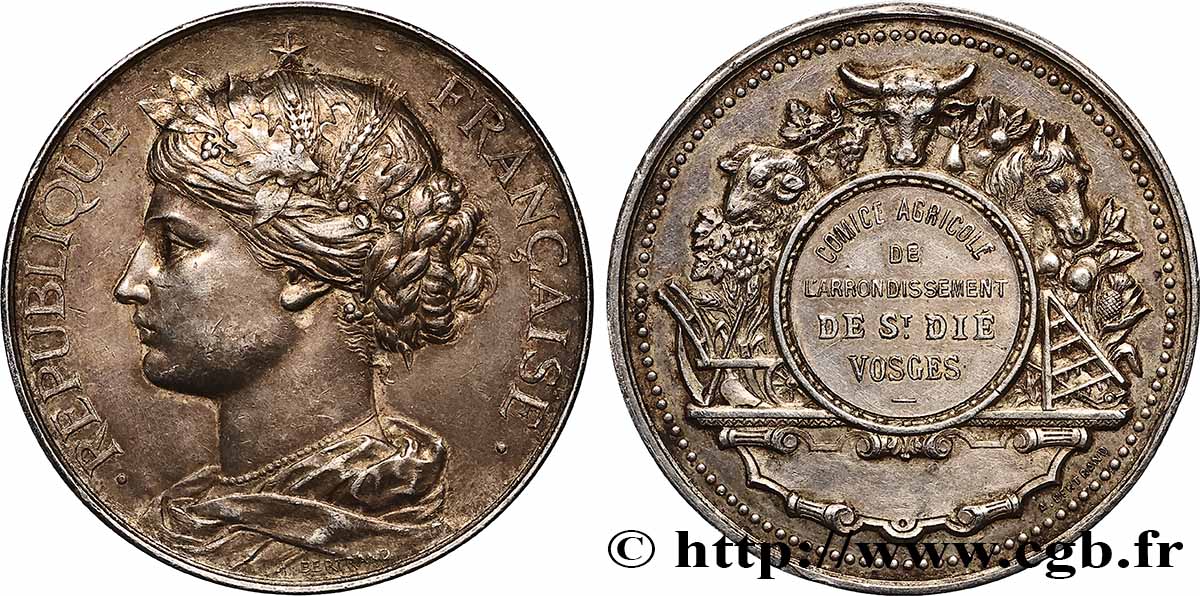 SOCIÉTÉS D&nbsp;AGRICULTURE, HORTICULTURE, PÈCHE ET CHASSE Médaille, Comice agricole SS
