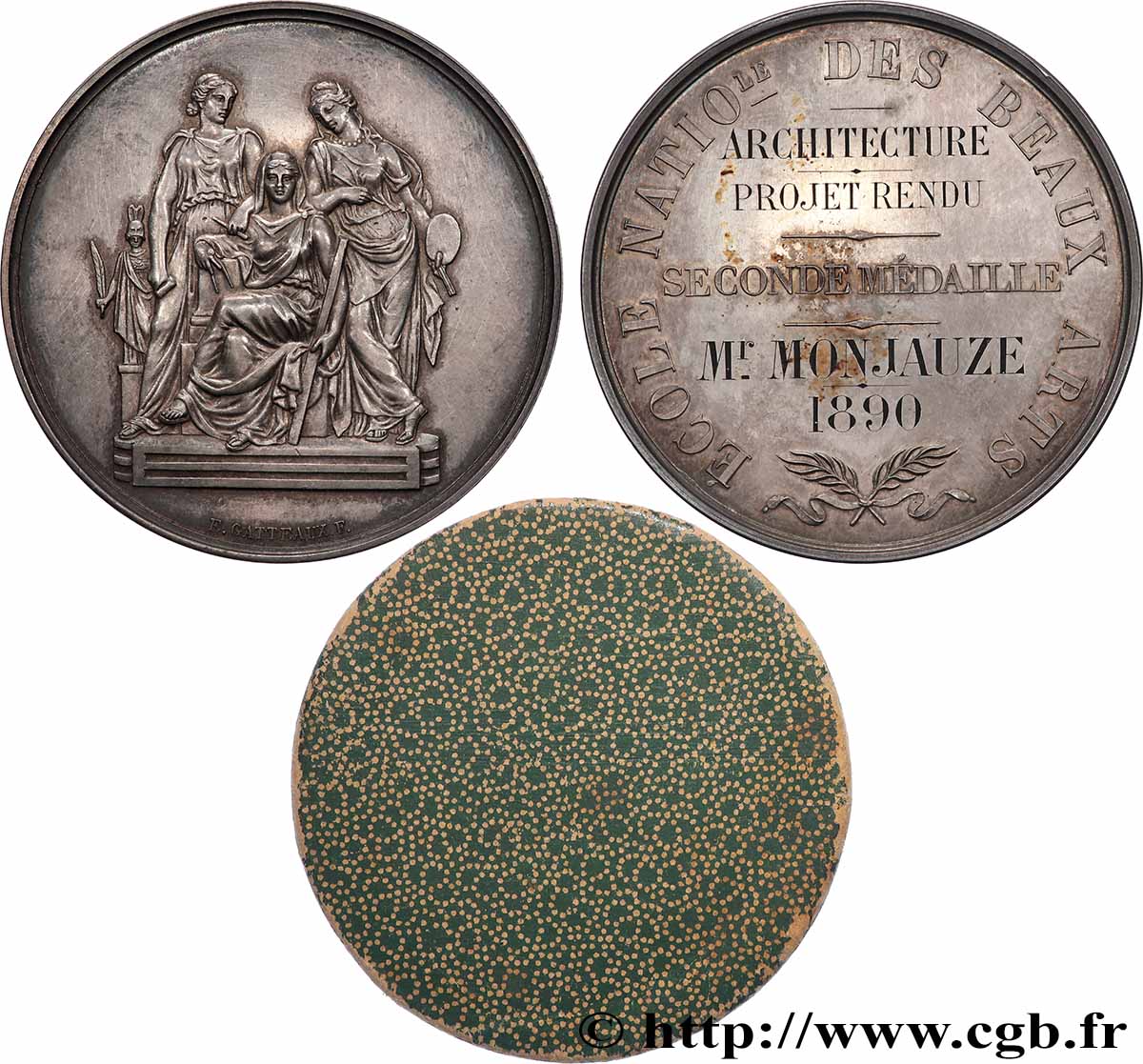 III REPUBLIC Médaille, École Nationale des Beaux-Arts, Architecture AU