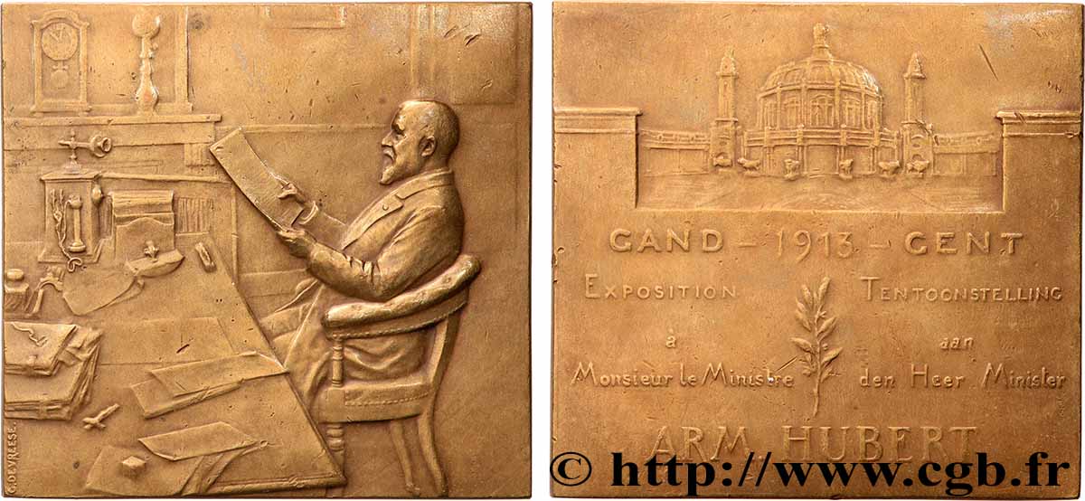 BELGIUM - KINGDOM OF BELGIUM - ALBERT I Plaquette, Exposition de Gand XF