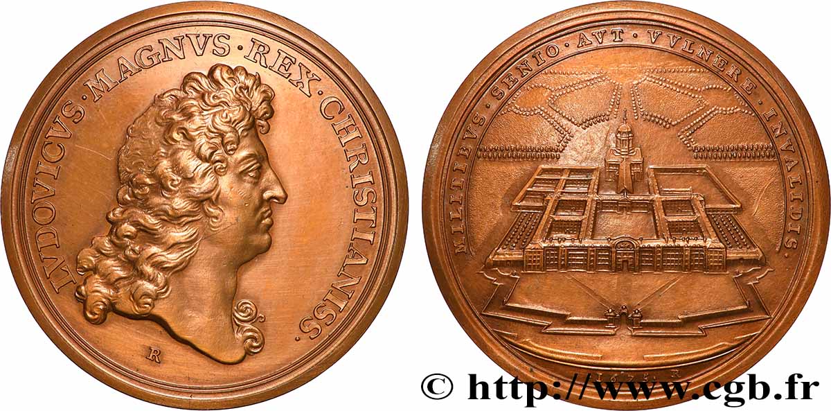 LOUIS XIV &nbsp;THE SUN KING&nbsp; Médaille, L&nbsp;Hôtel des Invalides, refrappe AU