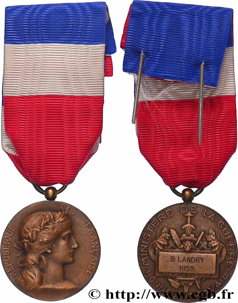 VIERTE FRANZOSISCHE REPUBLIK Médaille d’honneur du Travail, Ministère de la Guerre  VZ