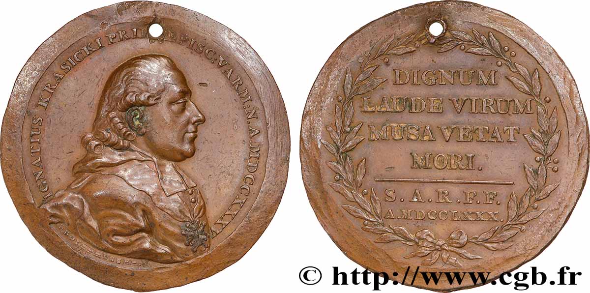 POLOGNE - ROYAUME DE POLOGNE - STANISLAS II AUGUSTE Médaille, Ignace Krasicki XF