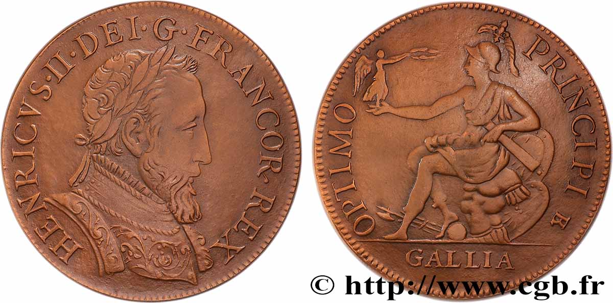 HENRI II Médaille, Reproduction du double Henri d’or à la Gallia, n° 110 SUP