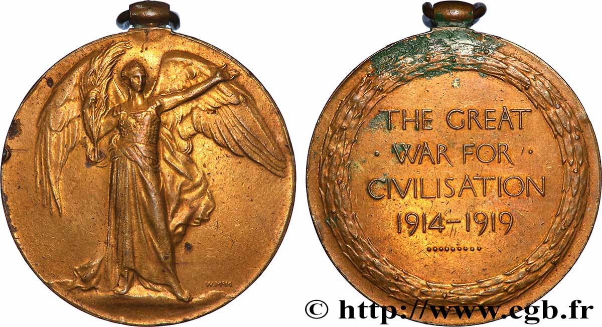 ROYAUME-UNI Médaille interalliée, Grande Guerre de civilisation TB+