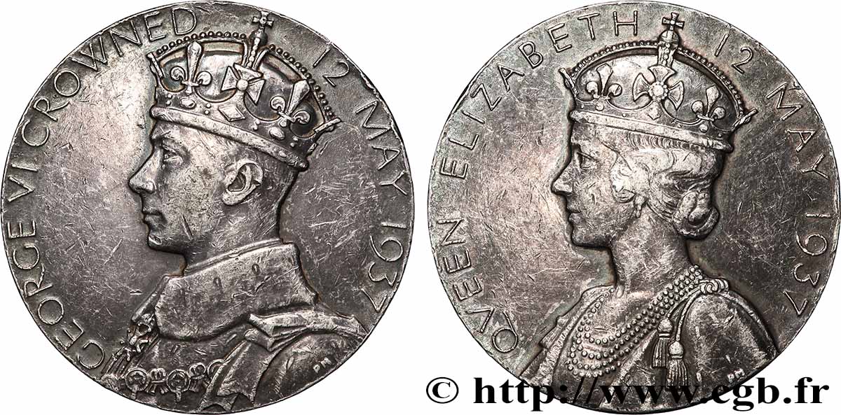 GRANDE-BRETAGNE - GEORGES VI Médaille de couronnement, Georges VI et Élisabeth AU