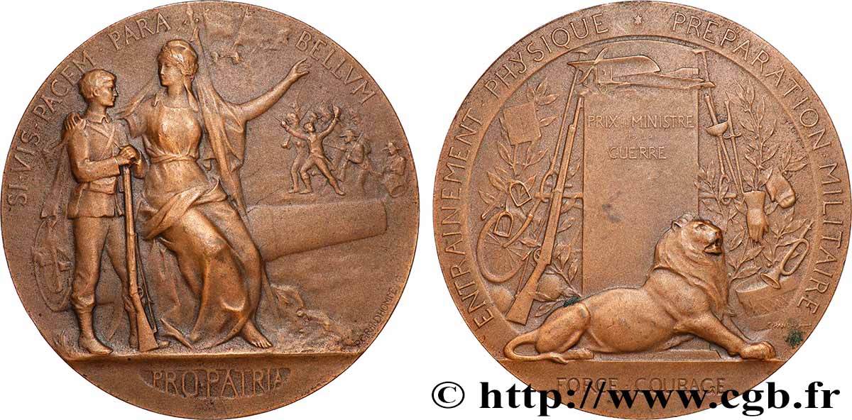 III REPUBLIC Médaille PRO PATRIA - Préparation militaire AU