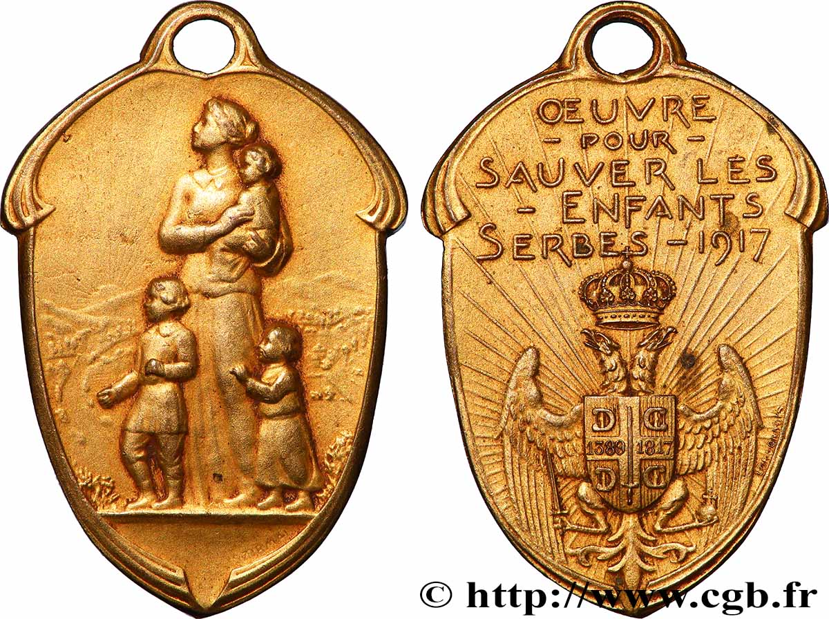 III REPUBLIC Plaquette, Oeuvre pour sauver les enfants serbes AU