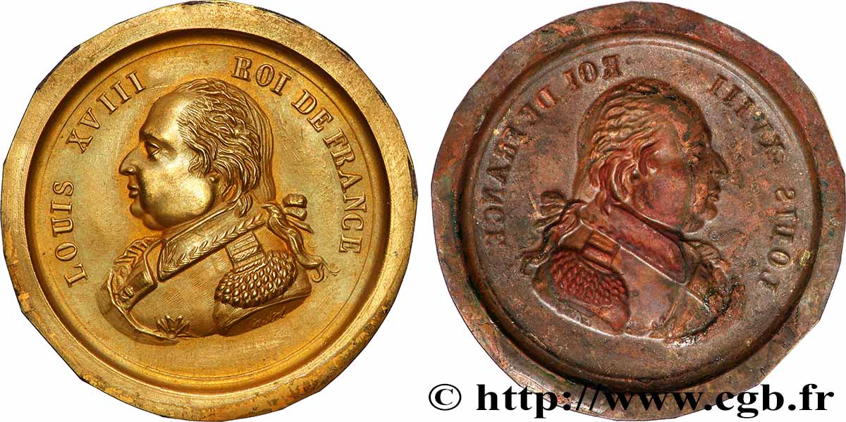 LUIS XVIII Médaille, Louis XVIII, tirage uniface (repoussé) MBC+