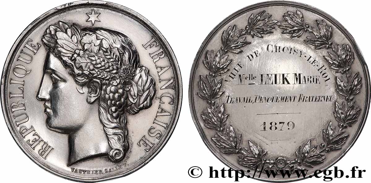 III REPUBLIC Médaille, Récompense, dévouement fraternel AU