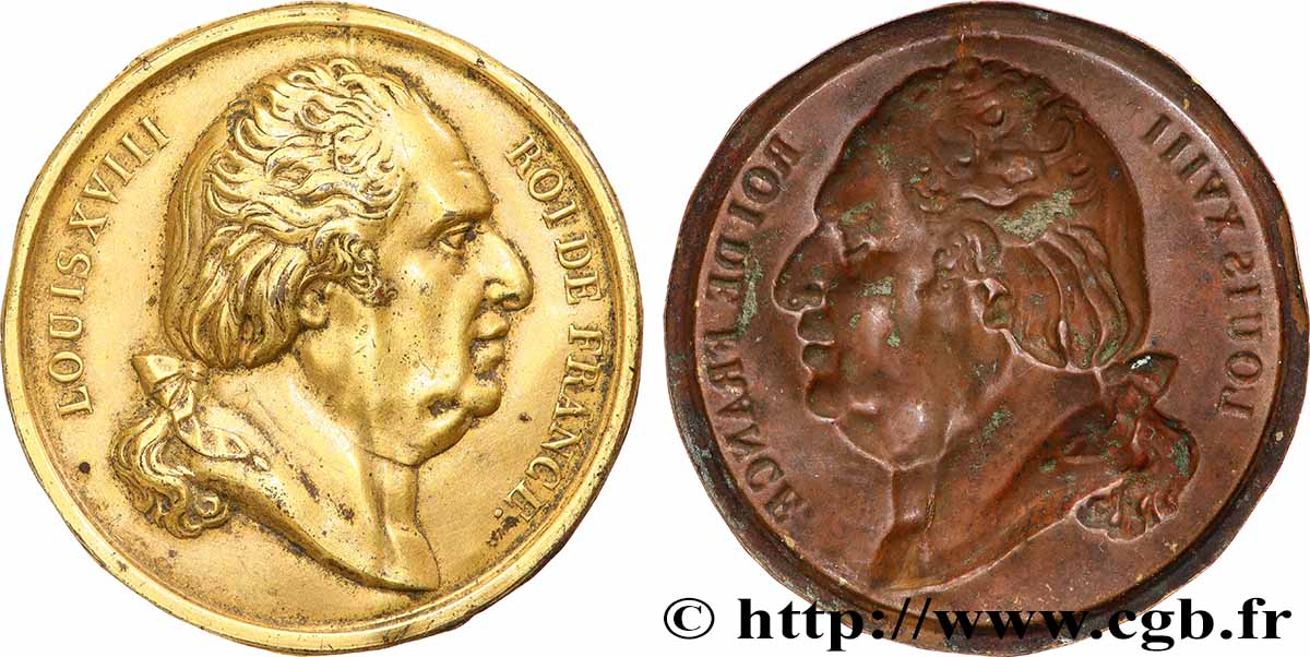 LUIS XVIII Médaille, Louis XVIII, tirage uniface (repoussé) MBC+