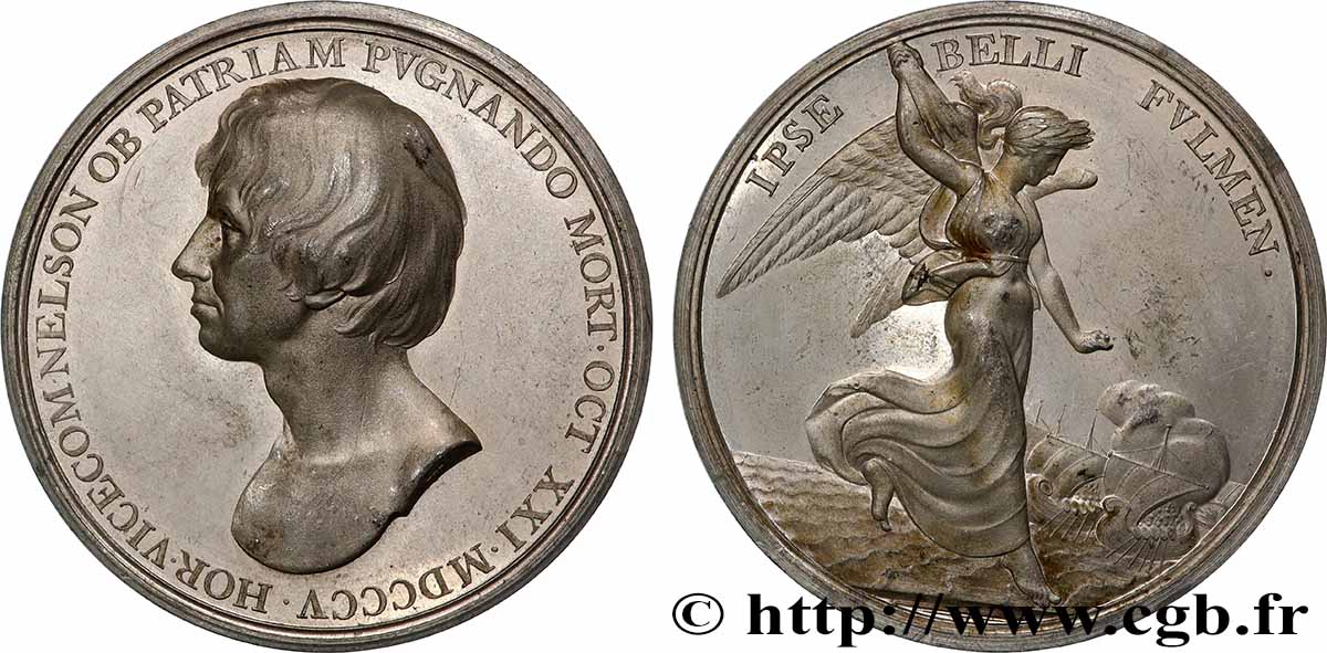 GRANDE-BRETAGNE - GEORGES III Médaille, Mort de l’Amiral Nelson à la Bataille de Trafalgar SUP/TTB+