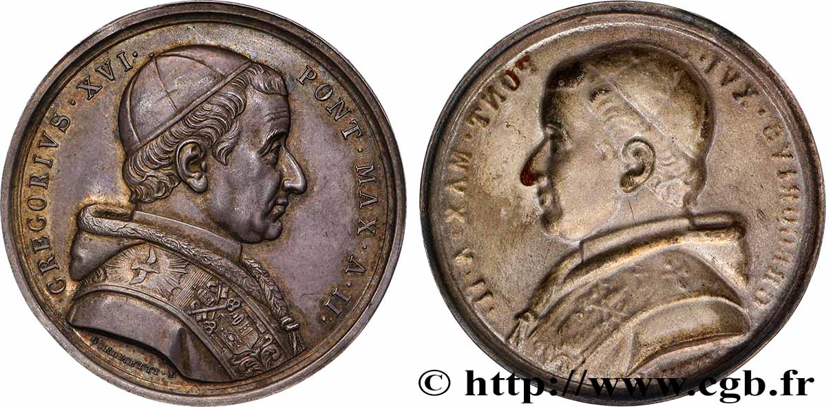 ITALY - PAPAL STATES - GREGORY XVI (Bartolomeo Alberto Cappellari) Médaille, Grégoire XVI, tirage uniface de l’avers AU