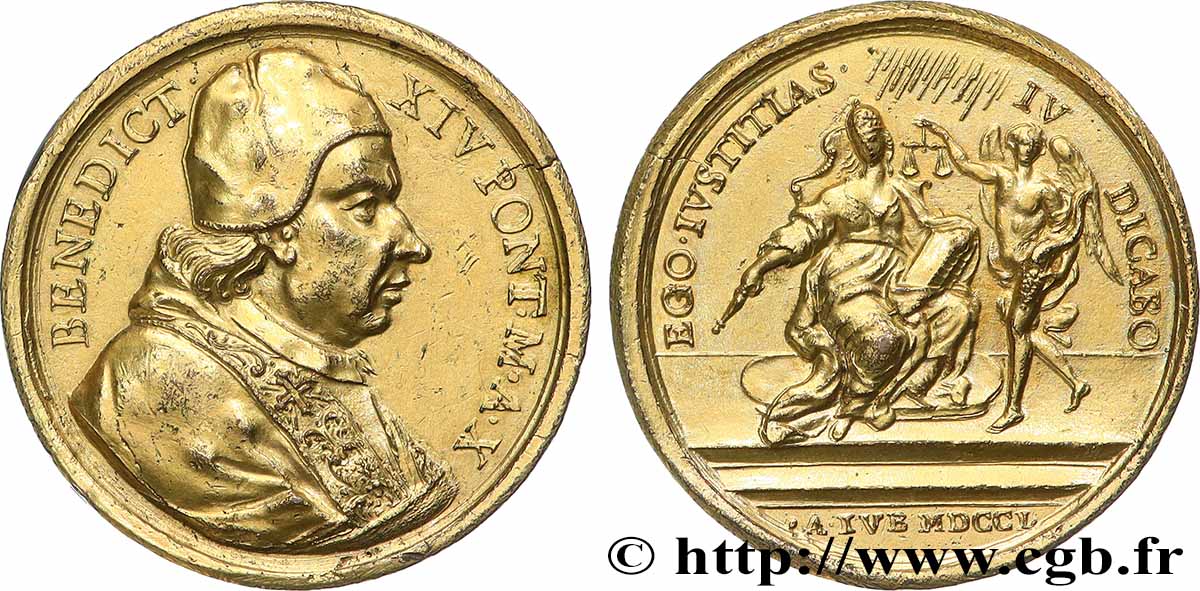 ITALY - PAPAL STATES - BENEDICT XIV (Prospero Lambertini) Médaille, Année Sainte XF/AU