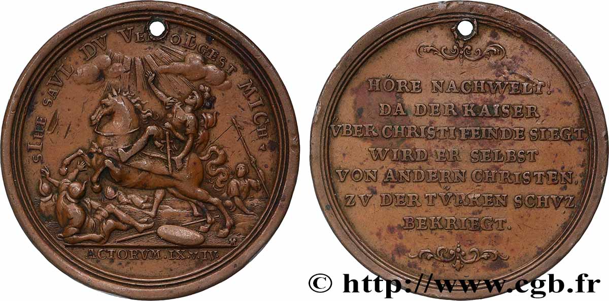 SAINT-EMPIRE ROMAIN GERMANIQUE - CHARLES VI Médaille, Cessation des hostilités avec la Turquie et la France TTB
