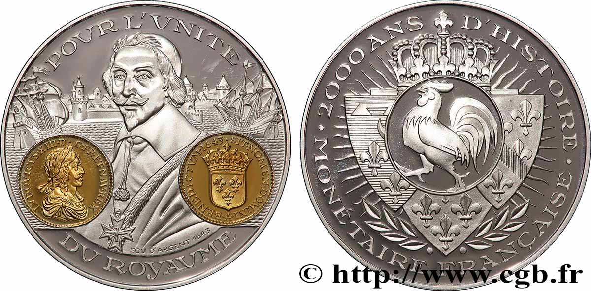 V REPUBLIC Médaille, 2000 ans d’histoire monétaire française, Ecu d’argent Louis XIII MS