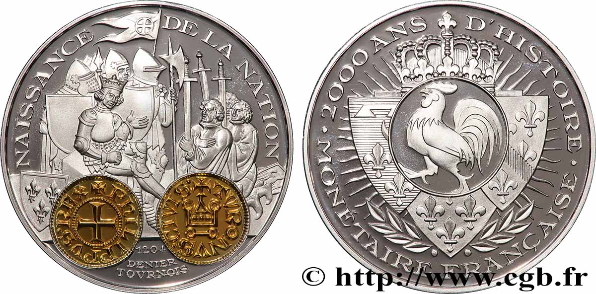 V REPUBLIC Médaille, 2000 ans d’histoire monétaire française, Naissance de la nation MS