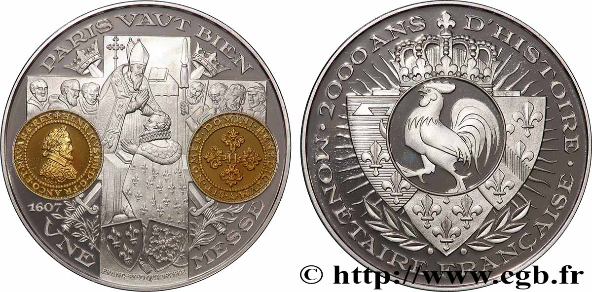 V REPUBLIC Médaille, 2000 ans d’histoire monétaire française, Le Franc-pied quadruple MS