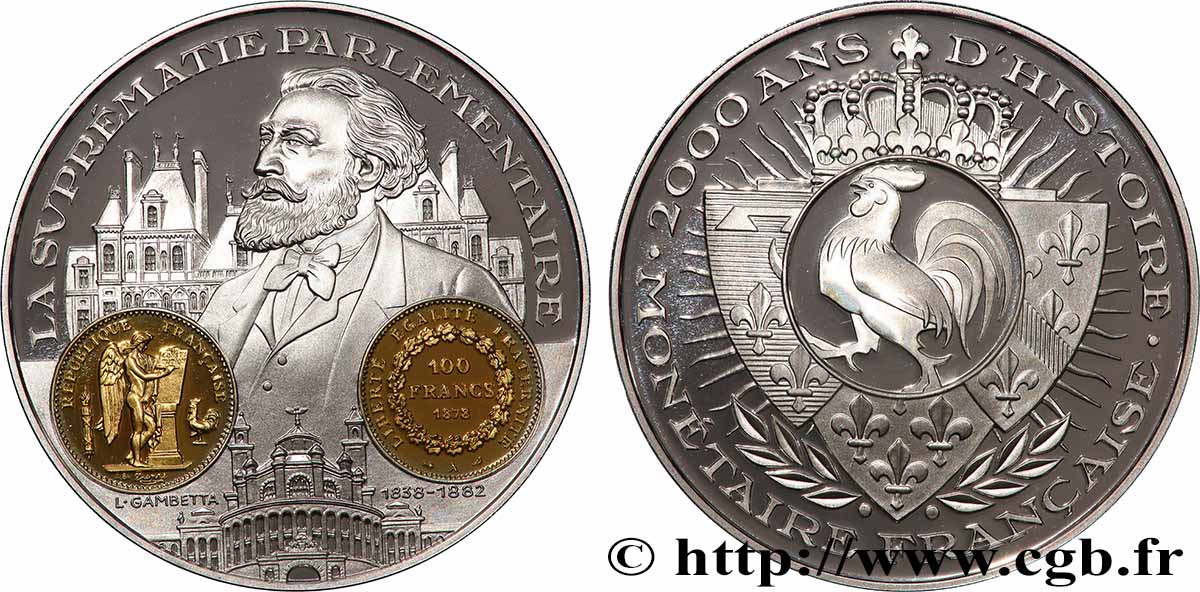 V REPUBLIC Médaille, 2000 ans d’histoire monétaire française, Le Franc-pied quadruple MS
