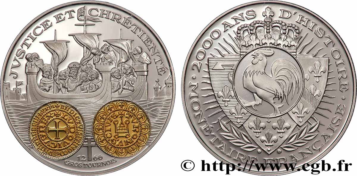 V REPUBLIC Médaille, 2000 ans d’histoire monétaire française, Gros tournois Saint Louis MS