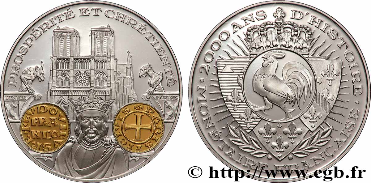 V REPUBLIC Médaille, 2000 ans d’histoire monétaire française, le denier parisis MS