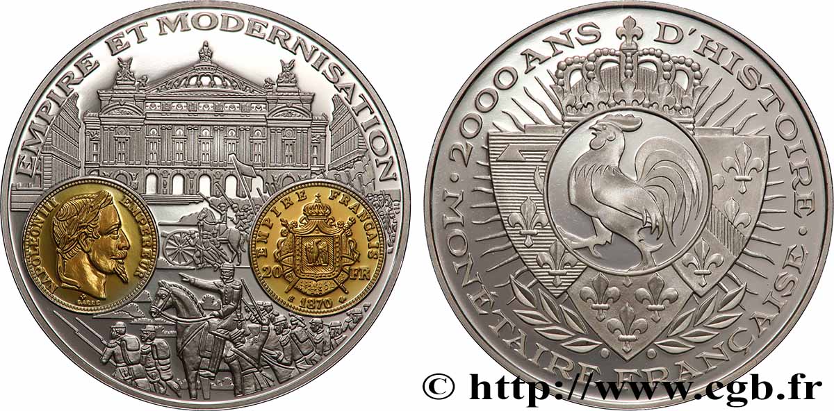 V REPUBLIC Médaille, 2000 ans d’histoire monétaire française, Napoléon III MS