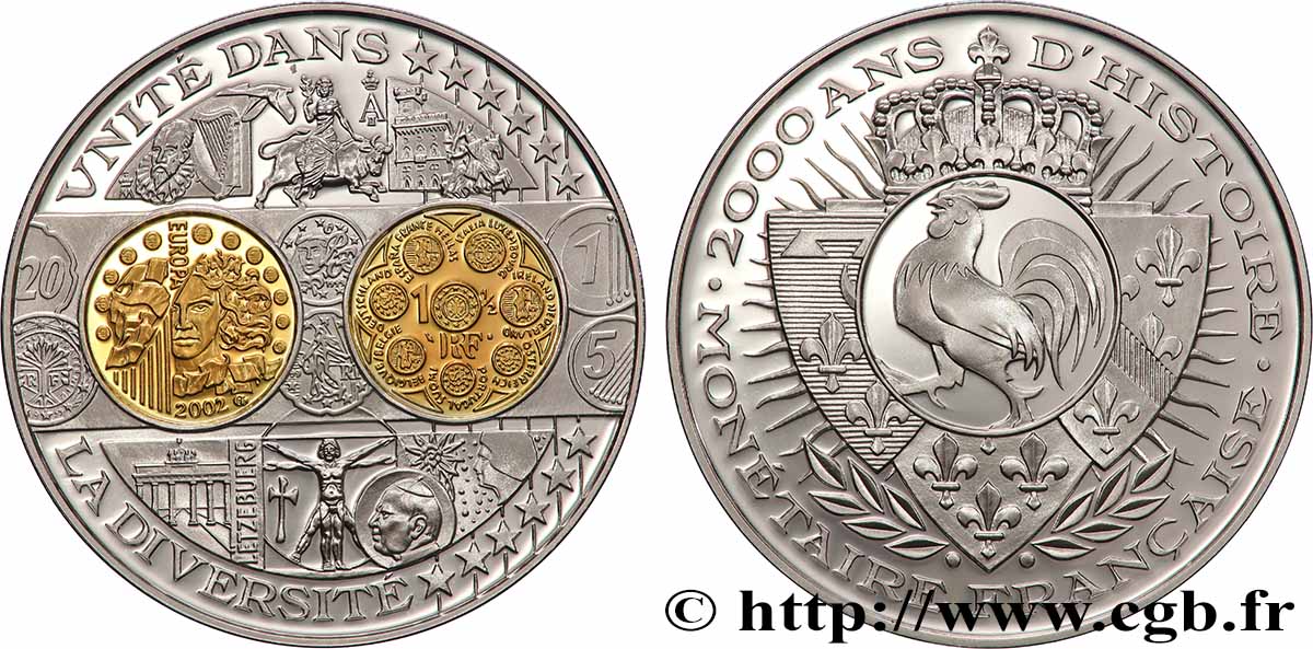 QUINTA REPUBBLICA FRANCESE Médaille, 2000 ans d’histoire monétaire française, Unité dans la diversité MS