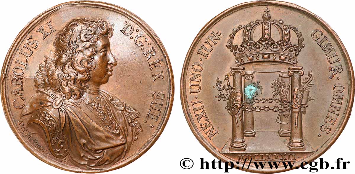 SWEDEN - KINGDOM OF SWEDEN - CHARLES XI Médaille, Entente entre Charles XI et les États lors de la Diète impériale AU