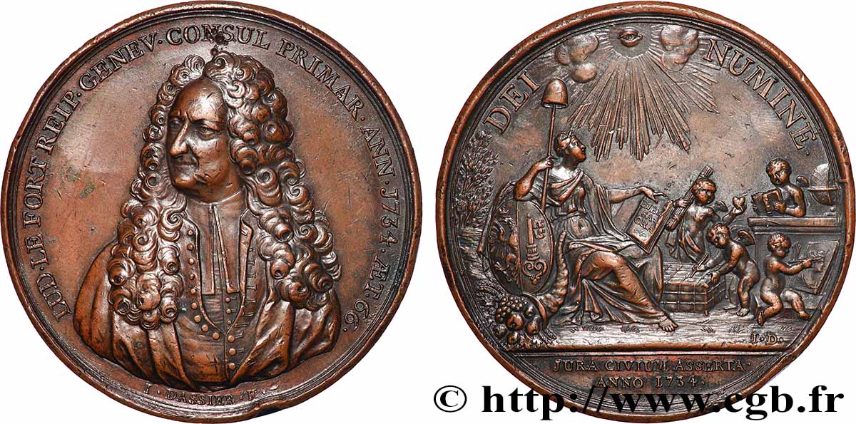 SUISA - REPUBLICA DE GINEBRA Médaille, Louis Le Fort, consul de Genève MBC