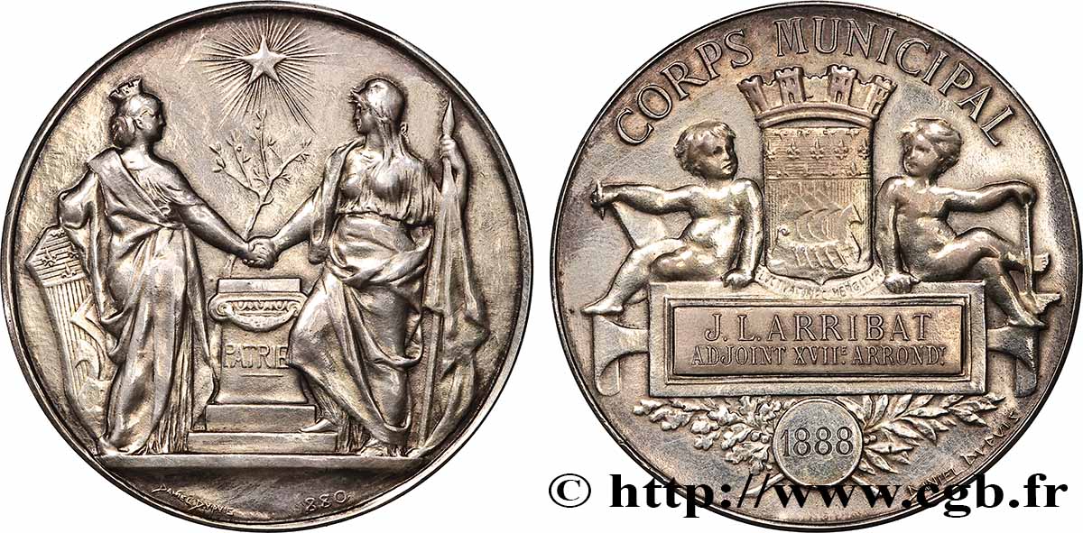 III REPUBLIC Médaille, Corps municipal AU