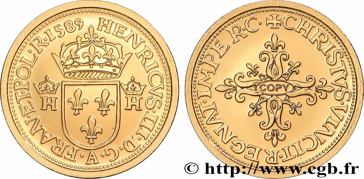 L&nbsp;OR DE LA FRANCE Médaille, Reproduction de monnaie, refrappe de l’écu d’or de Compiègne Proof set