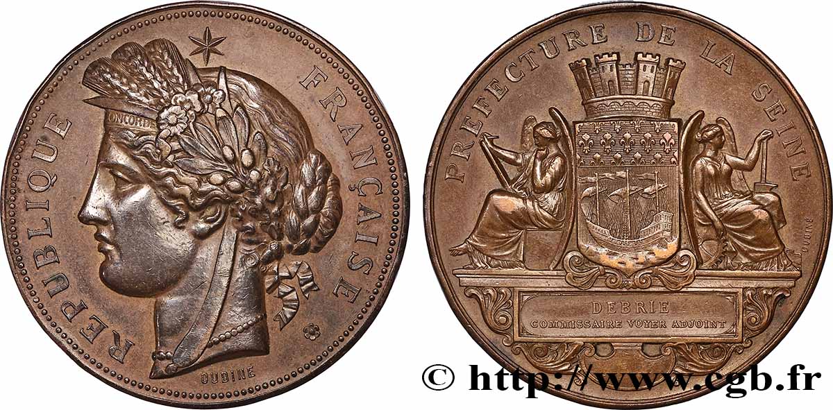 TERCERA REPUBLICA FRANCESA Médaille, Préfecture de la Seine MBC