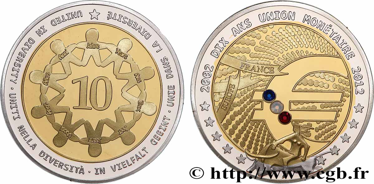 CINQUIÈME RÉPUBLIQUE Médaille, 10 ans de l’Euro, Luxembourg BE
