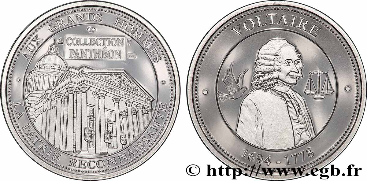QUINTA REPUBBLICA FRANCESE Médaille, Voltaire MS