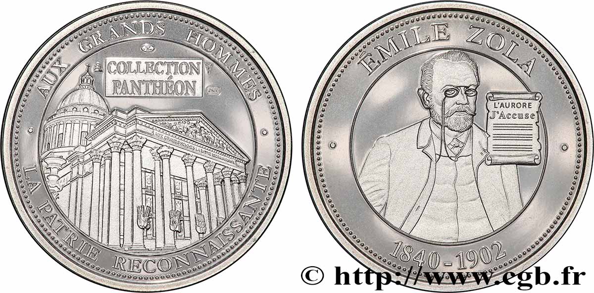 QUINTA REPUBBLICA FRANCESE Médaille, Émile Zola MS