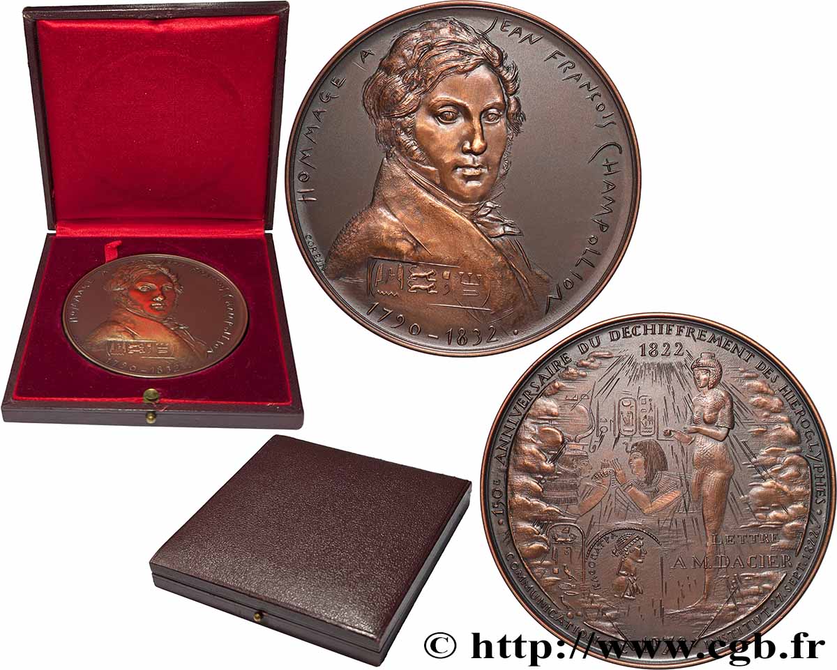 V REPUBLIC Médaille, Hommage à Jean François Champollion AU