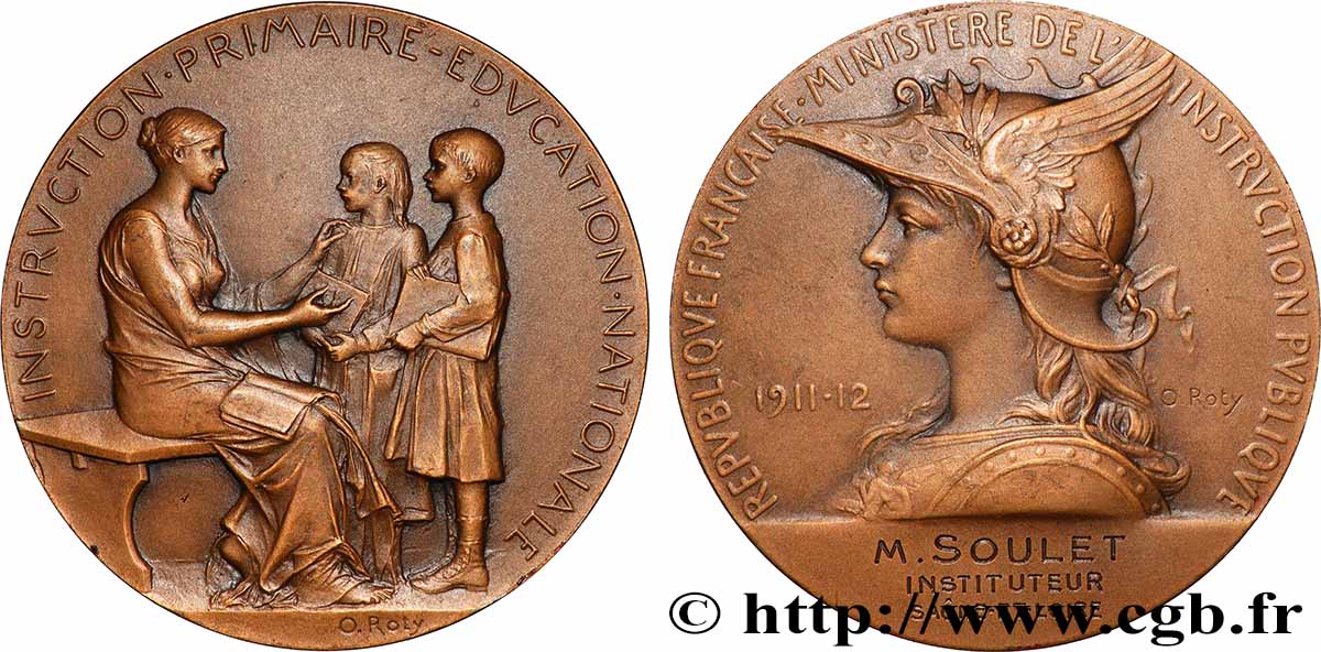 III REPUBLIC Médaille, Ministère de l’Instruction publique AU