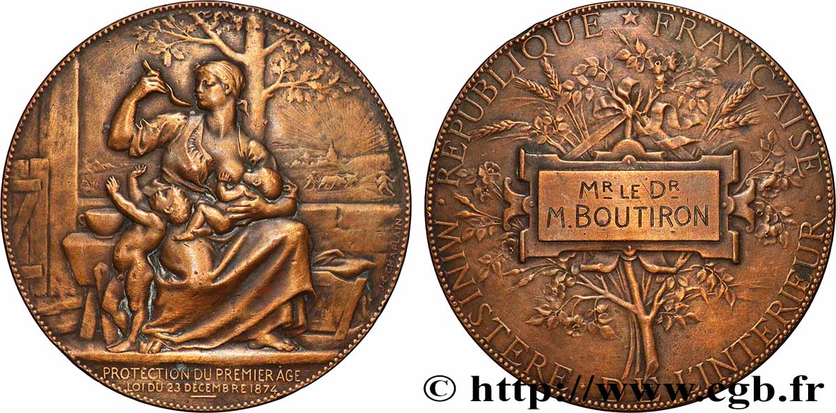 III REPUBLIC Médaille, Protection du premier âge XF