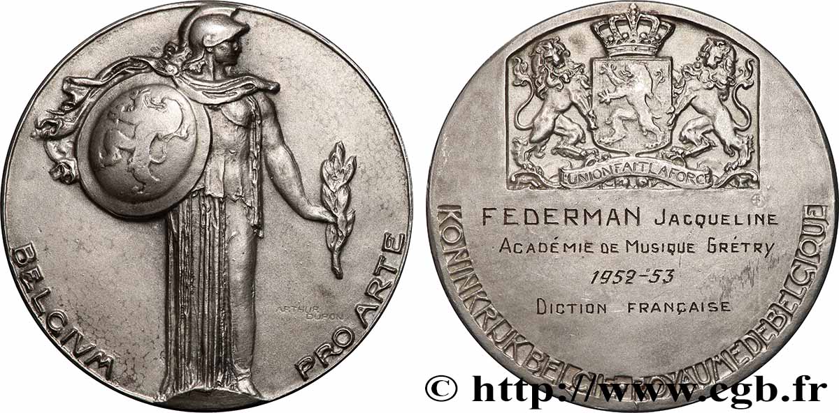 BELGIUM - KINGDOM OF BELGIUM - REIGN OF LEOPOLD III Médaille, Belgium Pro Arte, Académie de musique AU