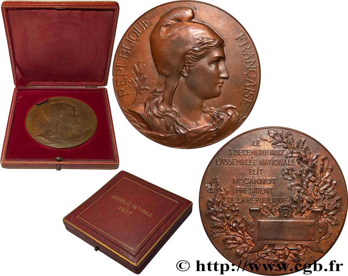III REPUBLIC Médaille, Élection de Sadi Carnot AU