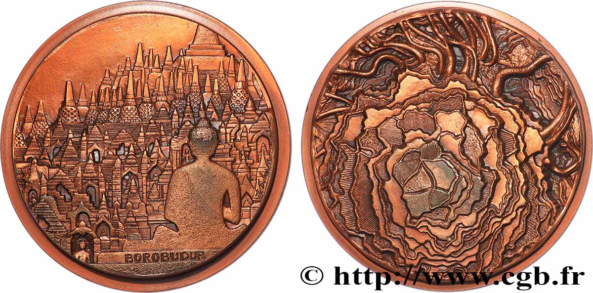 INDONÉSIE Médaille, Temple de Borobudur, n°52 TTB+